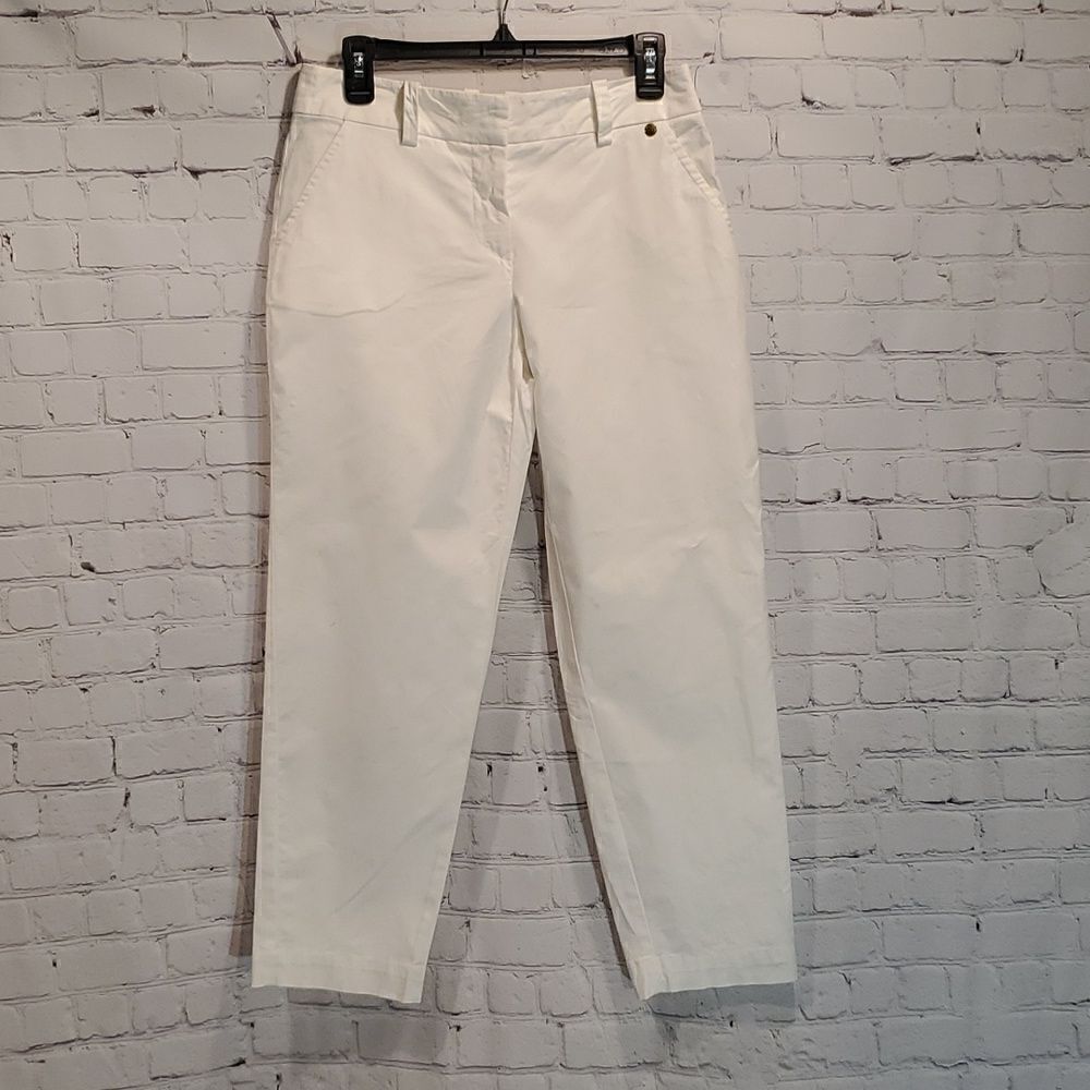 Trina Turk ankle length slim pant in white